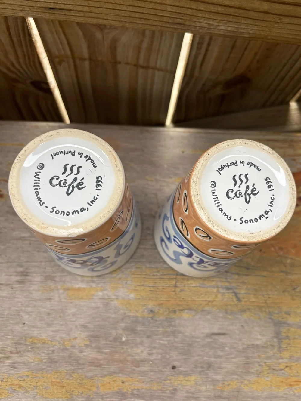 Set of 2 Williams Sonoma Hand Painted SS Cafe Mocha Latte Tall Tumblers 18oz